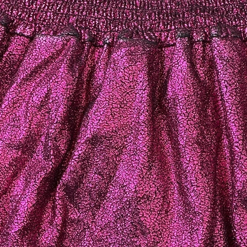 Garanimals Girls Skirt Shiny Metallic Fuchsia Black Crackle Layered Ruffle Sz 8